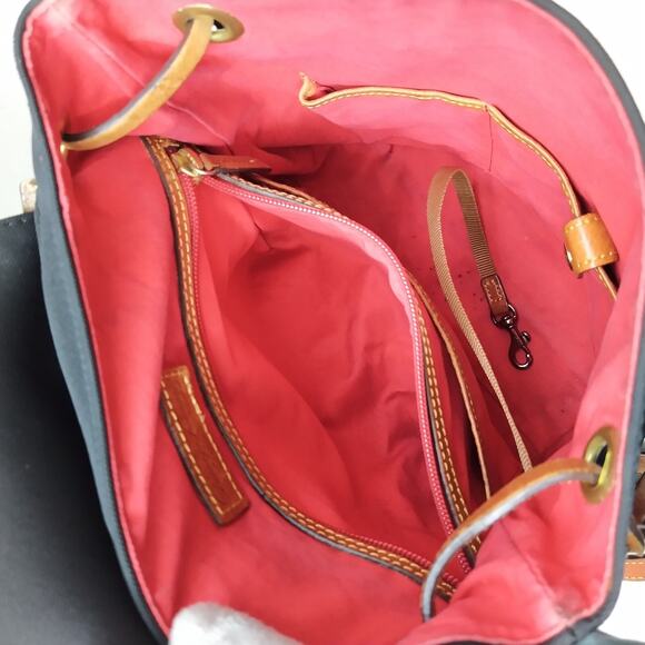 Dooney & Bourke Black Nylon Leather Trim Buckle Flap Closure Backpack main image 5
